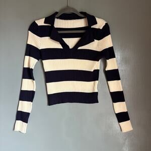 CIDER Girls' Youth LARGE Striped Long Sleeve Striped Knit Stretch Blue & White
